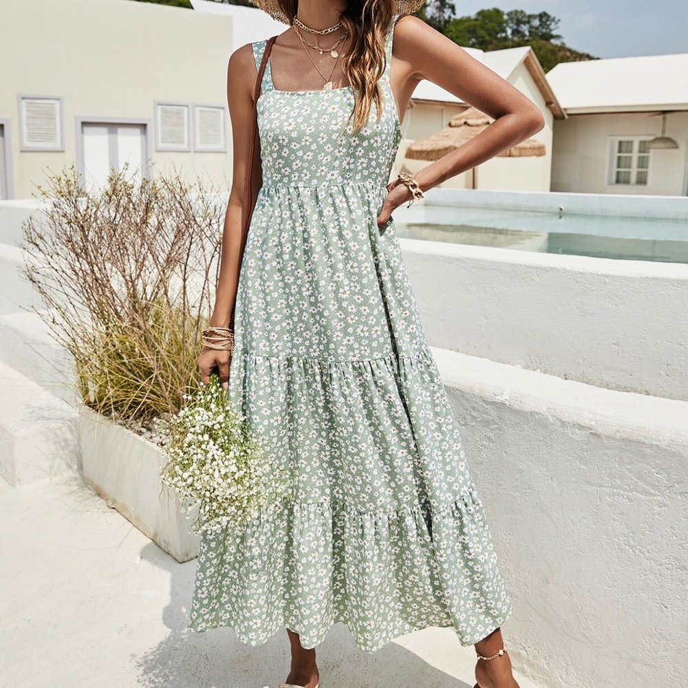 Tie backless floral dress by SHEIN